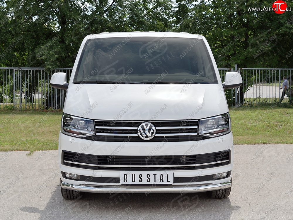 17 499 р. Защита переднего бампера (Ø63 мм, нержавейка, короткая база) SLITKOFF Volkswagen Multivan T6 дорестайлинг (2016-2019)  с доставкой в г. Кемерово