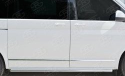 13 549 р. Защита порогов из круглой трубы диаметром 63 мм (короткая база) SLITKOFF (левая защита) Volkswagen Multivan T6 дорестайлинг (2016-2019)  с доставкой в г. Кемерово. Увеличить фотографию 4