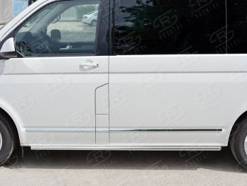11 999 р. Правая защита порогов SLITKOFF из круглой трубы d63 мм Volkswagen Transporter T6 дорестайлинг (2015-2019)  с доставкой в г. Кемерово. Увеличить фотографию 2