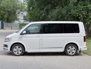 14 449 р. Правая широкая защита порогов SLITKOFF из круглой трубы d63 мм v2 Volkswagen Transporter T6 дорестайлинг (2015-2019)  с доставкой в г. Кемерово. Увеличить фотографию 2