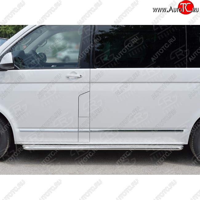 14 449 р. Правая широкая защита порогов SLITKOFF из круглой трубы d63 мм v2 Volkswagen Transporter T6 дорестайлинг (2015-2019)  с доставкой в г. Кемерово
