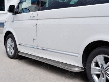 22 699 р. Правая защита порогов SLITKOFF из круглой трубы d63 мм v3 Volkswagen Multivan T6 дорестайлинг (2016-2019)  с доставкой в г. Кемерово. Увеличить фотографию 2