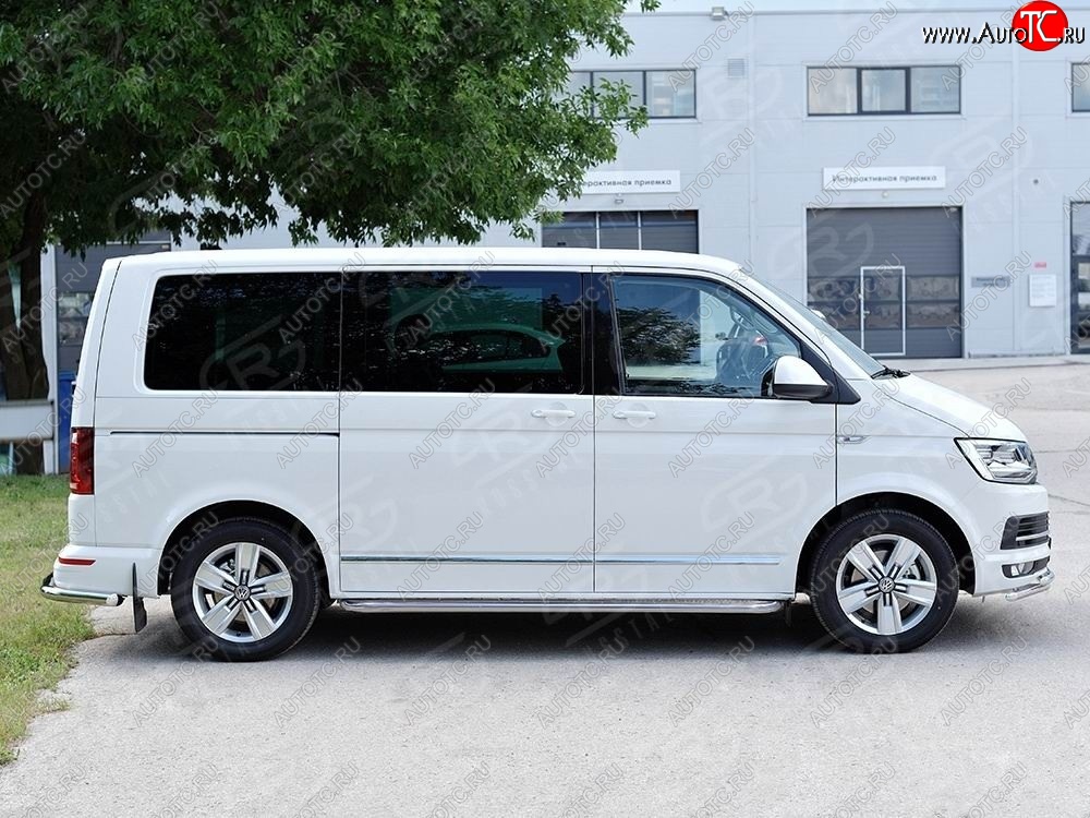 22 699 р. Левая широкая защита порогов с трубой диаметром 42 мм SLITKOFF  Volkswagen Multivan  T6 - Transporter  T6  с доставкой в г. Кемерово