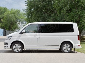 12 749 р. Правая защита порогов SLITKOFF из круглой трубы d63 мм v2 Volkswagen Multivan T6 дорестайлинг (2016-2019)  с доставкой в г. Кемерово. Увеличить фотографию 2