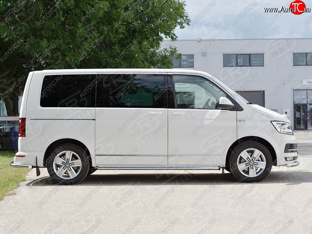 12 749 р. Левая защита порога SLITKOFF из круглой трубы диаметром 63 мм v2 Volkswagen Transporter T6 дорестайлинг (2015-2019)  с доставкой в г. Кемерово