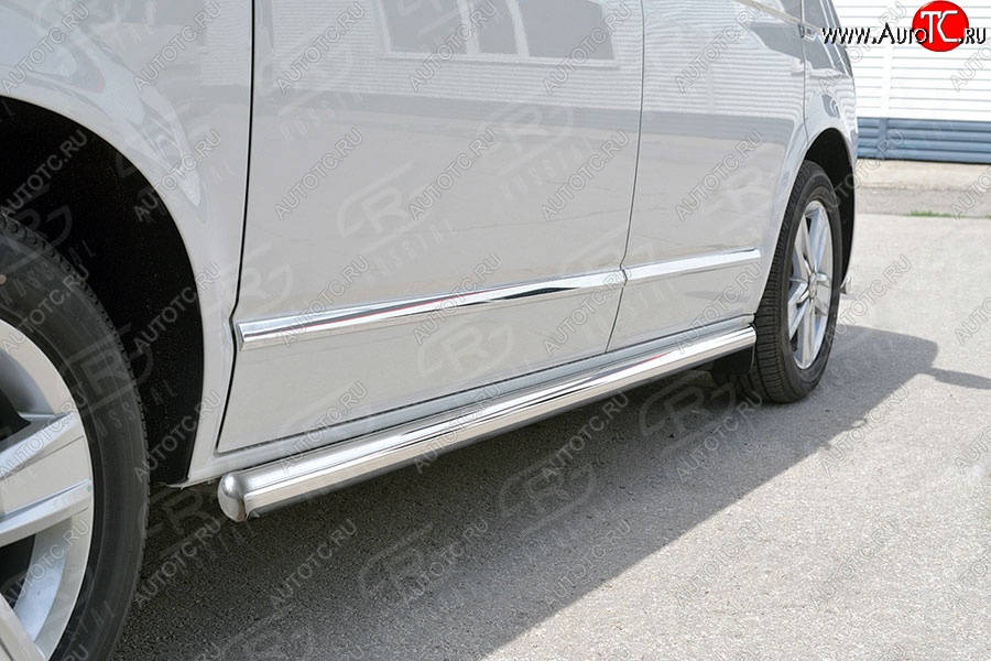 13 549 р. Левая защита порогов SLITKOFF из круглой трубы d63 мм SLITKOFF Volkswagen Multivan T6 дорестайлинг (2016-2019)  с доставкой в г. Кемерово