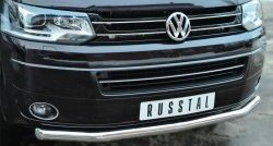 17 499 р. Одинарная защита переднего бампера диаметром 63 мм (Multivan-Caravelle) SLITKOFF Volkswagen Caravelle T5 рестайлинг (2009-2015)  с доставкой в г. Кемерово. Увеличить фотографию 2