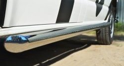 71 999 р. Левая защита порогов из круглой трубы диаметром 63 мм Russtal Volkswagen Transporter T6 дорестайлинг (2015-2019) (Защита порогов с со скосами на торцах (вариант 1))  с доставкой в г. Кемерово. Увеличить фотографию 4