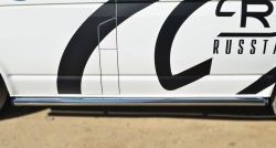 71 999 р. Левая защита порогов из круглой трубы диаметром 63 мм Russtal Volkswagen Transporter T6 дорестайлинг (2015-2019) (Защита порогов с со скосами на торцах (вариант 1))  с доставкой в г. Кемерово. Увеличить фотографию 6