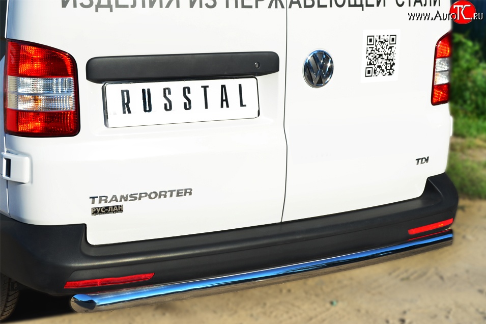 15 799 р. Защита заднего бампера (Ø63 мм, нержавейка) SLITKOFF Volkswagen Transporter T5 рестайлинг (2009-2015)  с доставкой в г. Кемерово