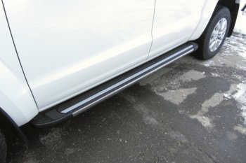 11 639 р. Алюминиевые пороги для ног Slitkoff (Luxe)  Volkswagen Teramont  CA1 (2016-2020) дорестайлинг (Чёрные)  с доставкой в г. Кемерово. Увеличить фотографию 2