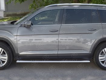 21 099 р. Пороги труба 120х60 Russtal (овал с проступью) Volkswagen Teramont CA1 дорестайлинг (2016-2020)  с доставкой в г. Кемерово. Увеличить фотографию 3