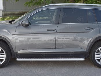94 999 р. Пороги труба d63 с листом   Russtal Volkswagen Teramont CA1 дорестайлинг (2016-2020) (Лист алюм, проф. нерж)  с доставкой в г. Кемерово. Увеличить фотографию 2