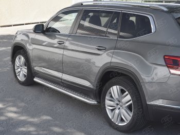 94 999 р. Пороги труба d63 с листом   Russtal Volkswagen Teramont CA1 дорестайлинг (2016-2020) (Лист алюм, проф. нерж)  с доставкой в г. Кемерово. Увеличить фотографию 3
