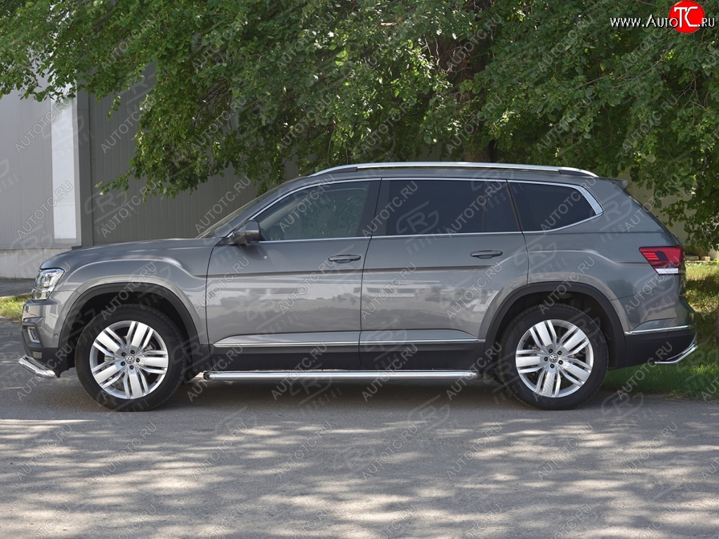 94 999 р. Пороги труба d63 с листом   Russtal Volkswagen Teramont CA1 дорестайлинг (2016-2020) (Лист алюм, проф. нерж)  с доставкой в г. Кемерово