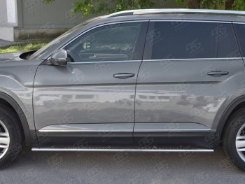 18 299 р. Пороги труба 75х42 Russtal (овал с проступью) Volkswagen Teramont CA1 дорестайлинг (2016-2020)  с доставкой в г. Кемерово. Увеличить фотографию 2