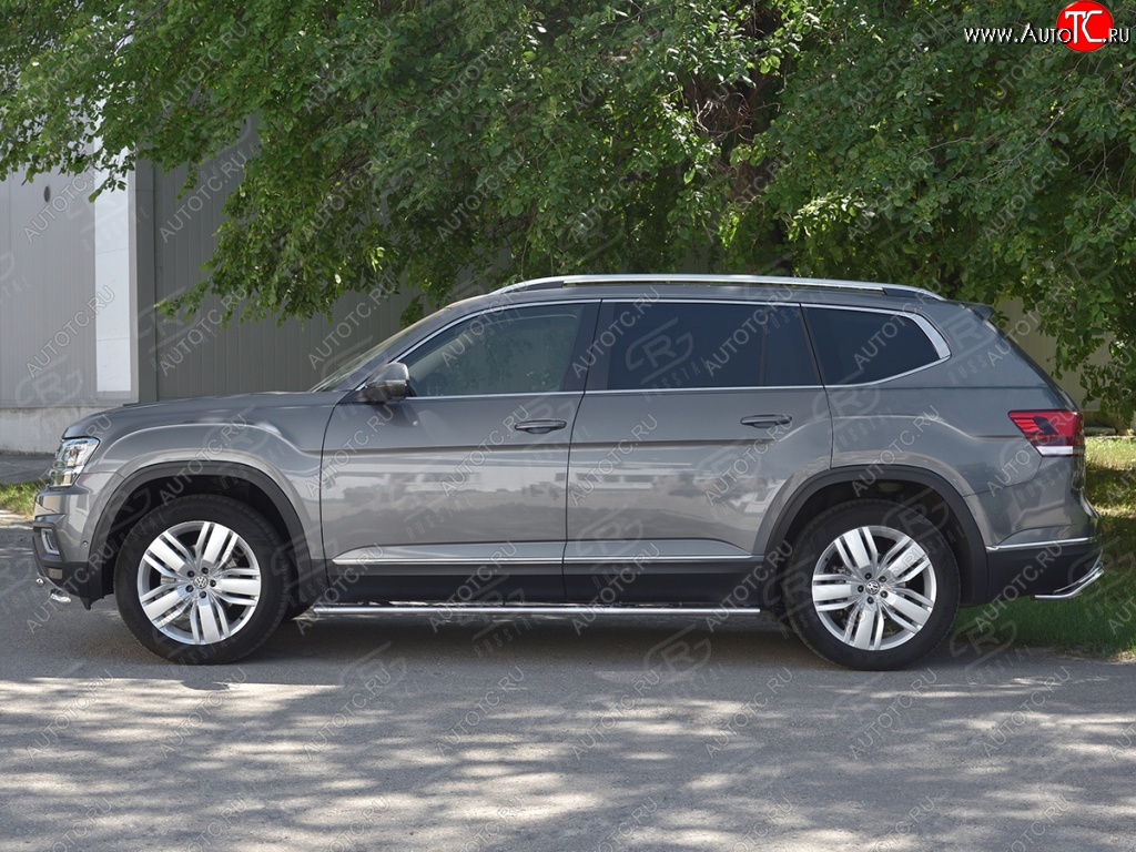 18 299 р. Пороги труба 75х42 Russtal (овал с проступью) Volkswagen Teramont CA1 дорестайлинг (2016-2020)  с доставкой в г. Кемерово