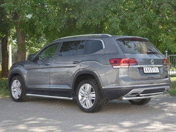 16 999 р. Защита заднего бампера (2 трубы Ø63 и 42 мм, нержавейка) SLITKOFF  Volkswagen Teramont  CA1 (2016-2020) дорестайлинг  с доставкой в г. Кемерово. Увеличить фотографию 2