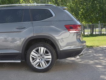 16 999 р. Защита заднего бампера (2 трубы Ø63 и 42 мм, нержавейка) SLITKOFF  Volkswagen Teramont  CA1 (2016-2020) дорестайлинг  с доставкой в г. Кемерово. Увеличить фотографию 3