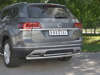 16 999 р. Защита заднего бампера (2 трубы Ø63 и 42 мм, нержавейка) SLITKOFF  Volkswagen Teramont  CA1 (2016-2020) дорестайлинг  с доставкой в г. Кемерово. Увеличить фотографию 4