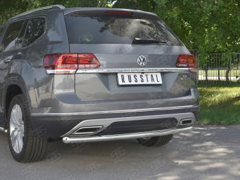 15 249 р. Защита заднего бампера (Ø63 мм, нержавейка) SLITKOFF Volkswagen Teramont CA1 дорестайлинг (2016-2020)  с доставкой в г. Кемерово. Увеличить фотографию 4