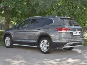 11 599 р. Защита заднего бампера (Ø75х42 мм, нержавейка) Russtal Volkswagen Teramont CA1 дорестайлинг (2016-2020)  с доставкой в г. Кемерово. Увеличить фотографию 2