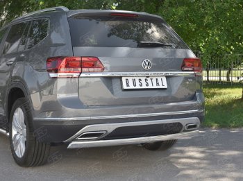 11 599 р. Защита заднего бампера (Ø75х42 мм, нержавейка) Russtal Volkswagen Teramont CA1 дорестайлинг (2016-2020)  с доставкой в г. Кемерово. Увеличить фотографию 4