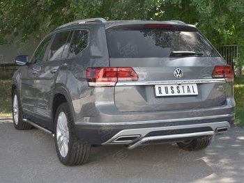 15 249 р. Защита заднего бампера (Ø42 мм волна, нержавейка) SLITKOFF  Volkswagen Teramont  CA1 (2016-2020) дорестайлинг  с доставкой в г. Кемерово. Увеличить фотографию 4