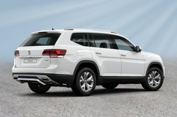 Защита заднего бампера Slitkoff (Ø 57 мм, скоба) Volkswagen Teramont  CA1 (2016-2020) дорестайлинг (Нержавеющая сталь)
