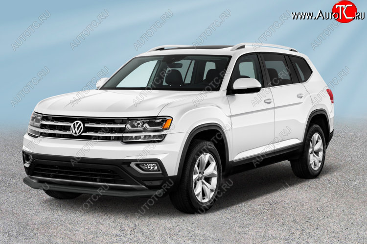 13 389 р. Защита переднего бампера Slitkoff (Ø 57 мм).  Volkswagen Teramont  CA1 (2016-2020) дорестайлинг (Сталь с полимерным покрытием. Цвет: черный)  с доставкой в г. Кемерово