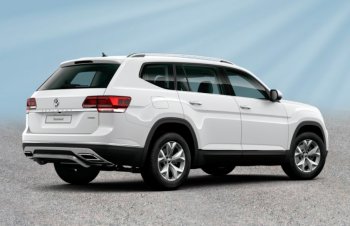 Защита заднего бампера Slitkoff (Ø 57 мм, скоба) Volkswagen Teramont  CA1 (2016-2020) дорестайлинг (Сталь с полимерным покрытием. Цвет: серебристый)