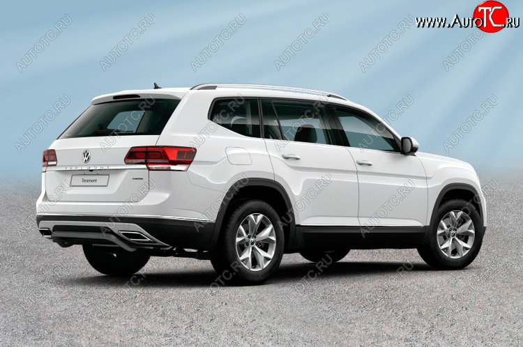 13 399 р. Защита заднего бампера Slitkoff (Ø 57 мм, скоба)  Volkswagen Teramont  CA1 (2016-2020) дорестайлинг (Сталь с полимерным покрытием. Цвет: черный)  с доставкой в г. Кемерово