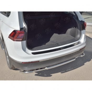 1 479 р. Накладка на задний бампер (лист нерж зеркальный) Russtal Volkswagen Tiguan Mk2 дорестайлинг (2016-2020) (Неокрашенная)  с доставкой в г. Кемерово. Увеличить фотографию 2