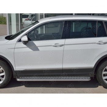 22 999 р. Пороги труба d42 с листом (Лист алюм, проф.сталь) (v2) SLITKOFF  Volkswagen Tiguan  Mk2 (2016-2020) дорестайлинг  с доставкой в г. Кемерово. Увеличить фотографию 2