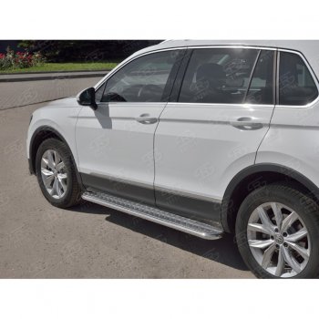 22 999 р. Пороги труба d42 с листом (Лист алюм, проф.сталь) (v2) SLITKOFF  Volkswagen Tiguan  Mk2 (2016-2020) дорестайлинг  с доставкой в г. Кемерово. Увеличить фотографию 3