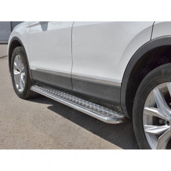 22 999 р. Пороги труба d42 с листом (Лист алюм, проф.сталь) (v2) SLITKOFF  Volkswagen Tiguan  Mk2 (2016-2020) дорестайлинг  с доставкой в г. Кемерово. Увеличить фотографию 4