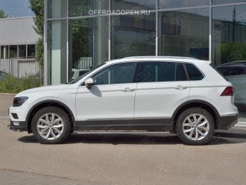 16 649 р. Пороги труба 75х42 овал с проступью Russtal Volkswagen Tiguan Mk2 дорестайлинг (2016-2020)  с доставкой в г. Кемерово. Увеличить фотографию 4