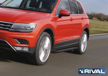 9 499 р. Порожки для ног Rival Volkswagen Tiguan Mk2 рестайлинг (2020-2022) (Чёрные)  с доставкой в г. Кемерово. Увеличить фотографию 4