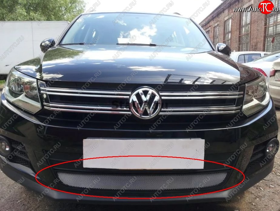 2 799 р. Защитная решётка в воздуховод автомобиля Russtal (хром) Volkswagen Tiguan Mk2 дорестайлинг (2016-2020)  с доставкой в г. Кемерово
