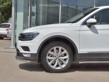 15 549 р. Защита переднего бампера (Ø42 мм, нержавейка, NOT OFF ROAD) SLITKOFF  Volkswagen Tiguan  Mk2 (2016-2020) дорестайлинг  с доставкой в г. Кемерово. Увеличить фотографию 2