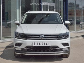 15 549 р. Защита переднего бампера (Ø42 мм, нержавейка, NOT OFF ROAD) SLITKOFF  Volkswagen Tiguan  Mk2 (2016-2020) дорестайлинг  с доставкой в г. Кемерово. Увеличить фотографию 4