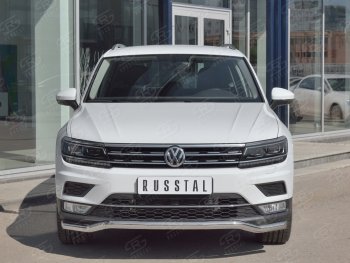 17 649 р. Защита переднего бампера (Ø63 мм волна, нержавейка) SLITKOFF  Volkswagen Tiguan  Mk2 (2016-2020) дорестайлинг  с доставкой в г. Кемерово. Увеличить фотографию 1