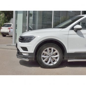 16 249 р. Защита переднего бампера (Ø63 мм, нержавейка, NOT OFF ROAD) SLITKOFF  Volkswagen Tiguan  Mk2 (2016-2020) дорестайлинг  с доставкой в г. Кемерово. Увеличить фотографию 4