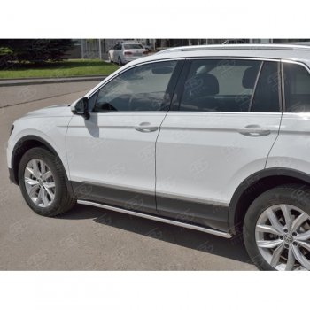 17 299 р. Защита порогов из круглой трубы диаметром 42 мм SLITKOFF v1  Volkswagen Tiguan  Mk2 (2016-2020) дорестайлинг  с доставкой в г. Кемерово. Увеличить фотографию 2