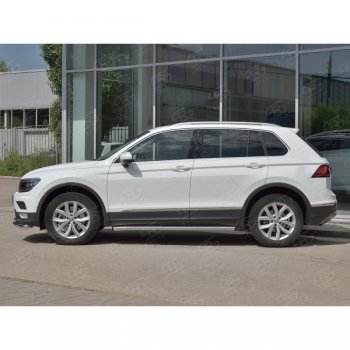 18 799 р.  Защита порогов (Ø63 мм, секции) SLITKOFF  Volkswagen Tiguan  Mk2 (2016-2020) дорестайлинг (Вариант 2 (пластиковые заглушки))  с доставкой в г. Кемерово. Увеличить фотографию 2