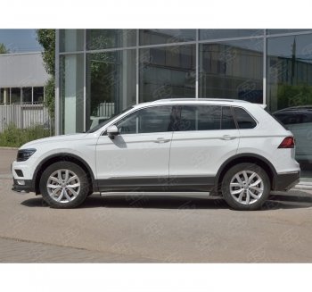 18 799 р.  Защита порогов (Ø63 мм, секции) SLITKOFF  Volkswagen Tiguan  Mk2 (2016-2020) дорестайлинг (Вариант 2 (пластиковые заглушки))  с доставкой в г. Кемерово. Увеличить фотографию 3
