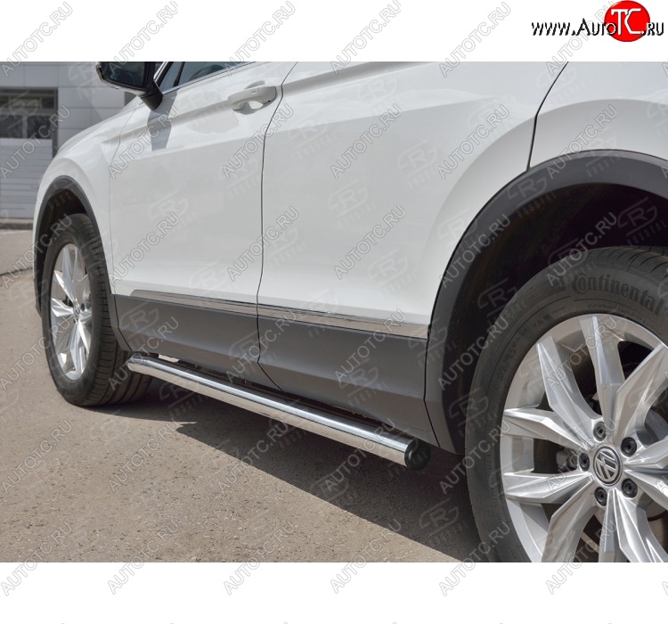 18 799 р.  Защита порогов (Ø63 мм, секции) SLITKOFF  Volkswagen Tiguan  Mk2 (2016-2020) дорестайлинг (Вариант 2 (пластиковые заглушки))  с доставкой в г. Кемерово
