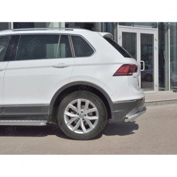 24 999 р. Защита заднего бампера (Ø63/42/63 мм, нержавейка, NOT OFF ROAD) SLITKOFF  Volkswagen Tiguan  Mk2 (2016-2020) дорестайлинг  с доставкой в г. Кемерово. Увеличить фотографию 3