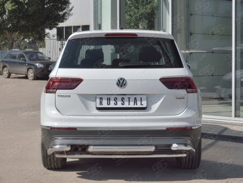 Защита заднего бампера (Ø63/42/63 мм, нержавейка, NOT OFF ROAD) SLITKOFF Volkswagen Tiguan  Mk2 (2016-2020) дорестайлинг
