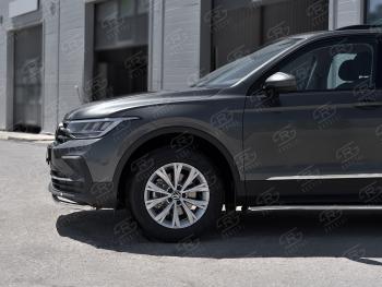 15 499 р. Защита переднего бампера (Ø42 мм нержавейка, NOT R-LINE) SLITKOFF  Volkswagen Tiguan  Mk2 (2020-2022) рестайлинг (полированная нержавейка)  с доставкой в г. Кемерово. Увеличить фотографию 3